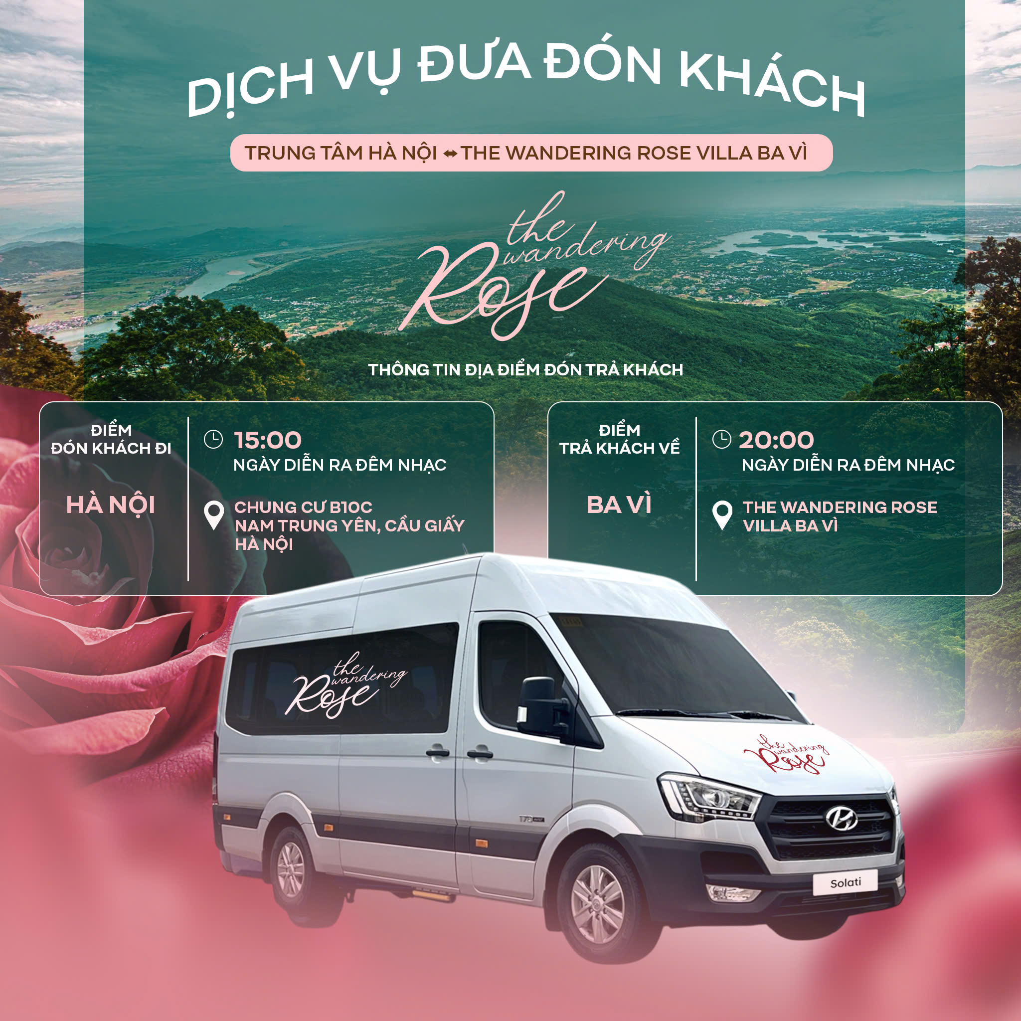 🚐 Hành trình đến với đêm nhạc The Wandering Rose chưa bao giờ dễ dàng đến thế! 